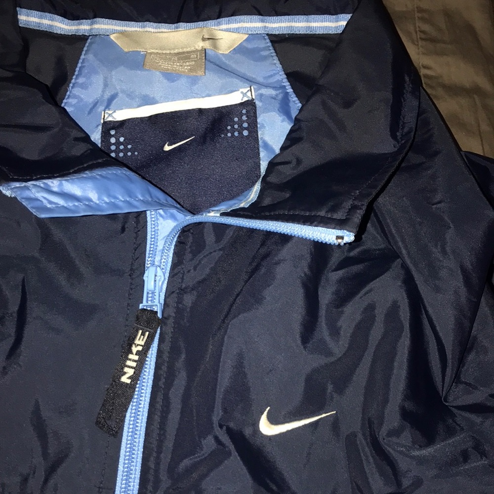 Nike - Light Blue - Dark Blue - White - Vintage Crewneck Windbreaker - XL